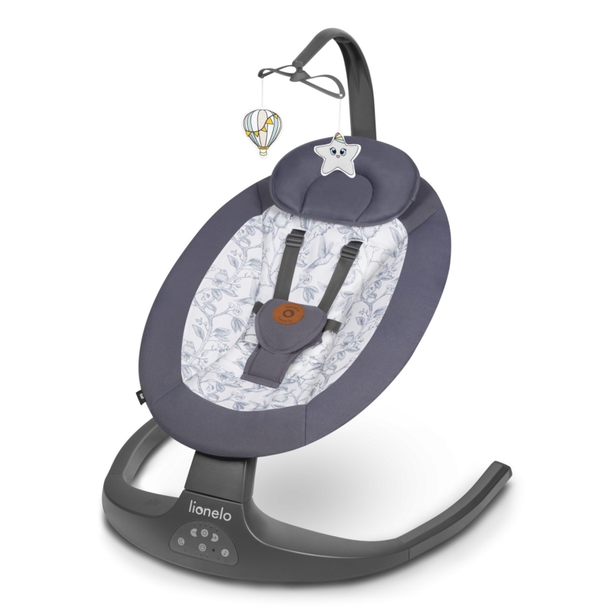 Lionelo - RALF Baby Sdraietta con Melody, 4xAA, Grey/White + Remote Control