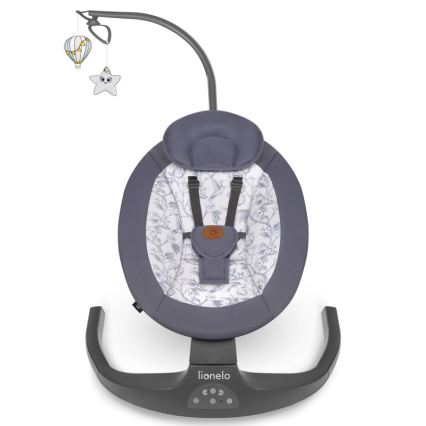 Lionelo - RALF Baby Sdraietta con Melody, 4xAA, Grey/White + Remote Control