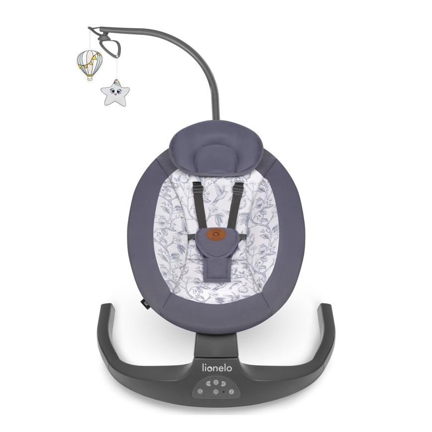 Lionelo - RALF Baby Sdraietta con Melody, 4xAA, Grey/White + Remote Control