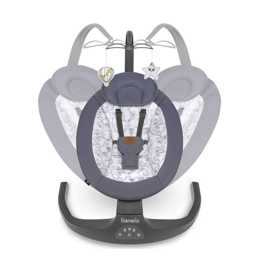 Lionelo - RALF Baby Sdraietta con Melody, 4xAA, Grey/White + Remote Control