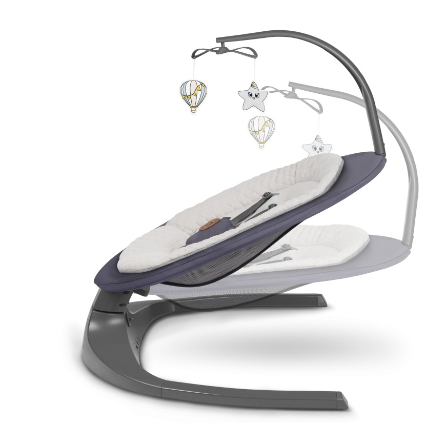 Lionelo - RALF Musical Baby Sdraietta con Melody, 4xAA, Grey Graphite + Remote Control