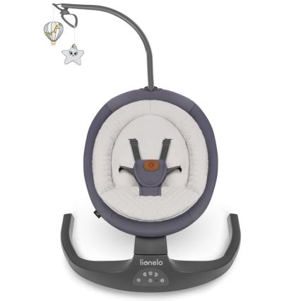 Lionelo - RALF Musical Baby Sdraietta con Melody, 4xAA, Grey Graphite + Remote Control