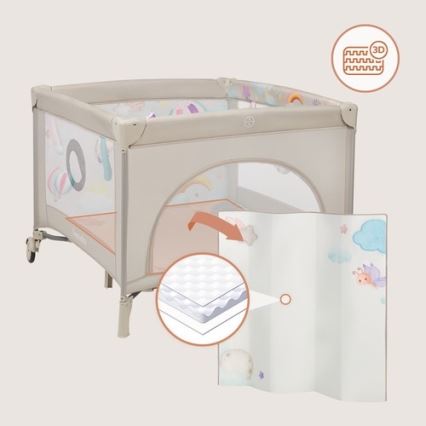 Lionelo - Recinto per bambini MILLE PLUS Grigio/Beige