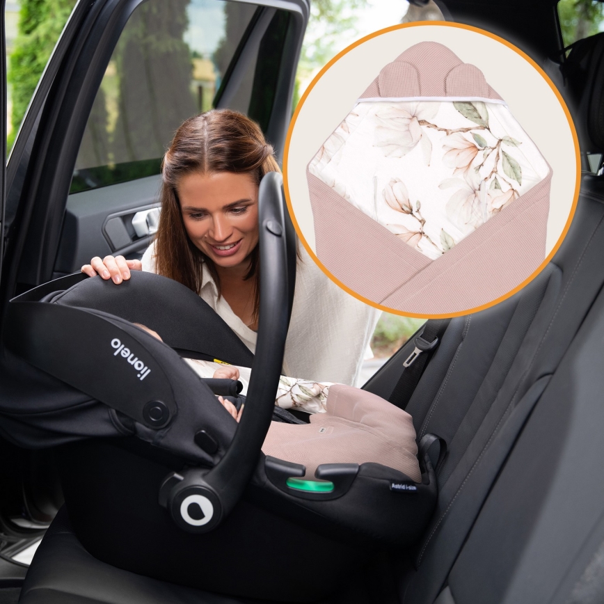 Lionelo - Sacco avvolgente per seggiolino auto TRAVEL SWADDLE 90x90 cm Beige Magnolia