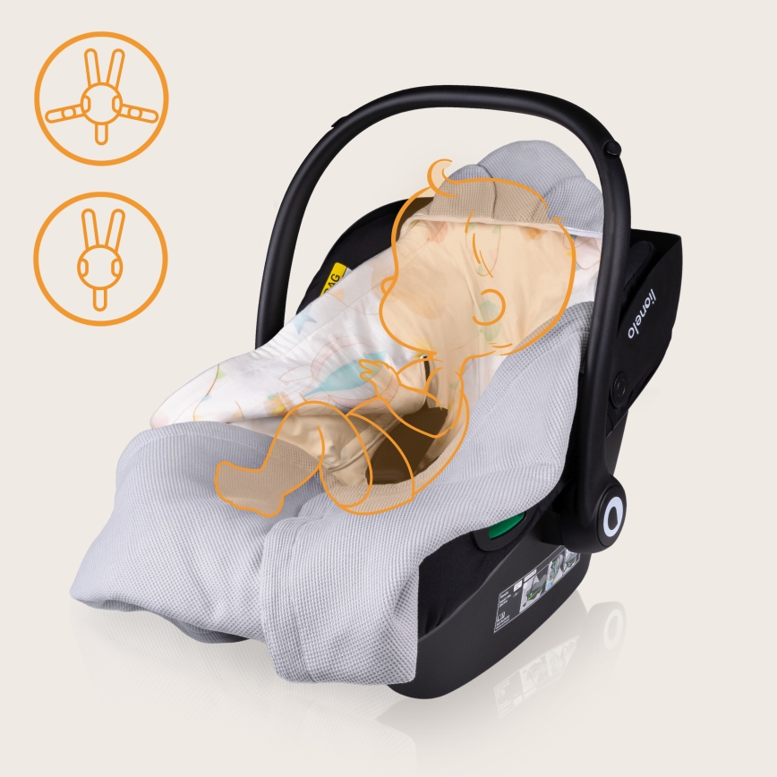 Lionelo - Sacco avvolgente per seggiolino auto TRAVEL SWADDLE 90x90 cm Grigio Baloon