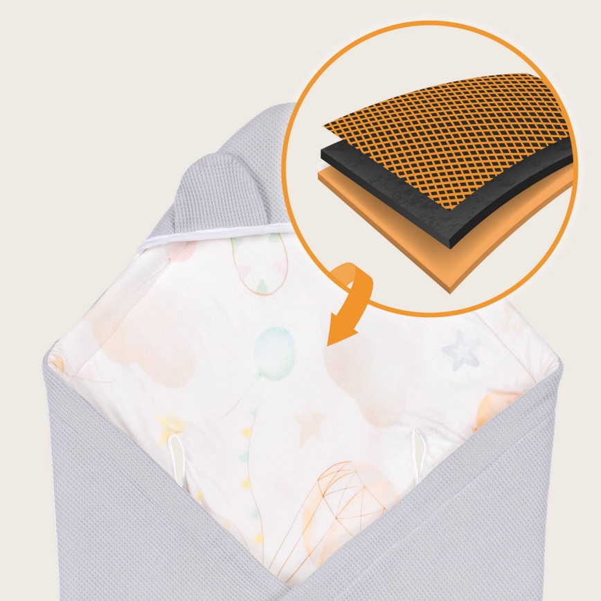 Lionelo - Sacco avvolgente per seggiolino auto TRAVEL SWADDLE 90x90 cm Grigio Baloon