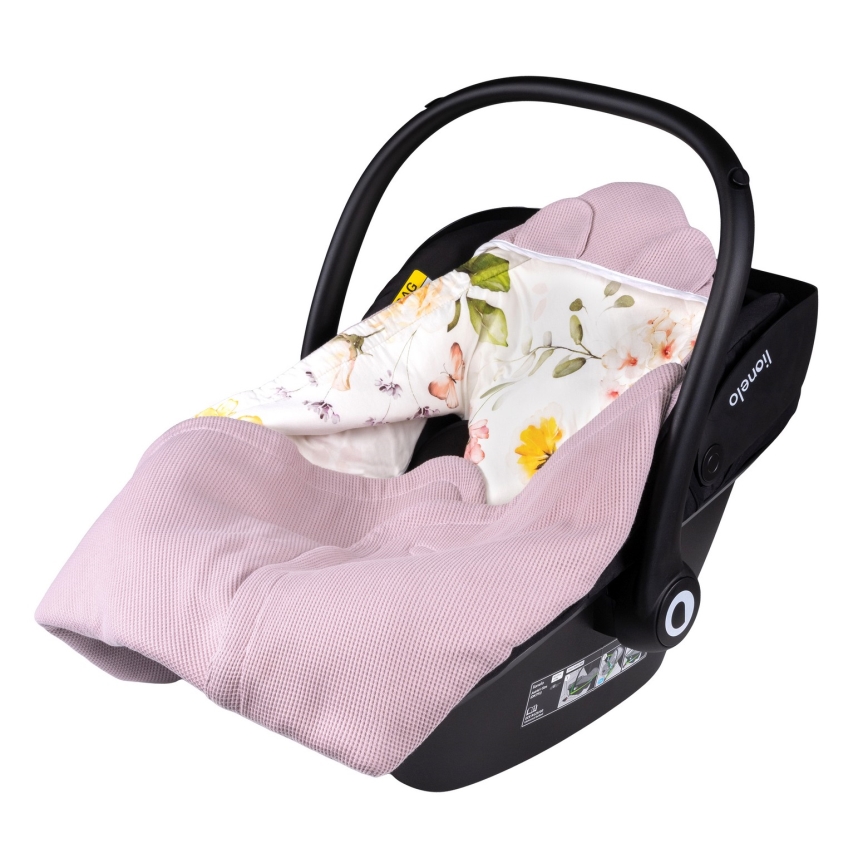 Lionelo - Sacco avvolgente per seggiolino auto TRAVEL SWADDLE 90x90 cm Rosa floreale