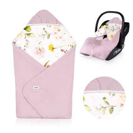 Lionelo - Sacco avvolgente per seggiolino auto TRAVEL SWADDLE 90x90 cm Rosa floreale