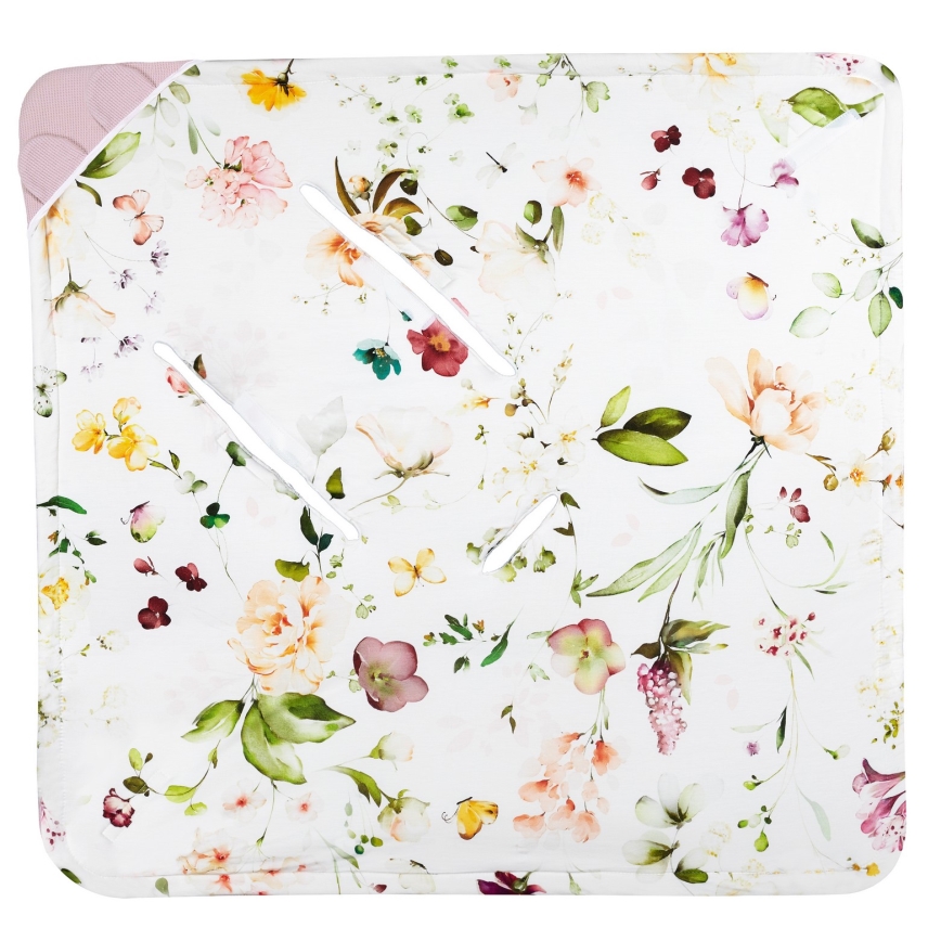 Lionelo - Sacco avvolgente per seggiolino auto TRAVEL SWADDLE 90x90 cm Rosa floreale