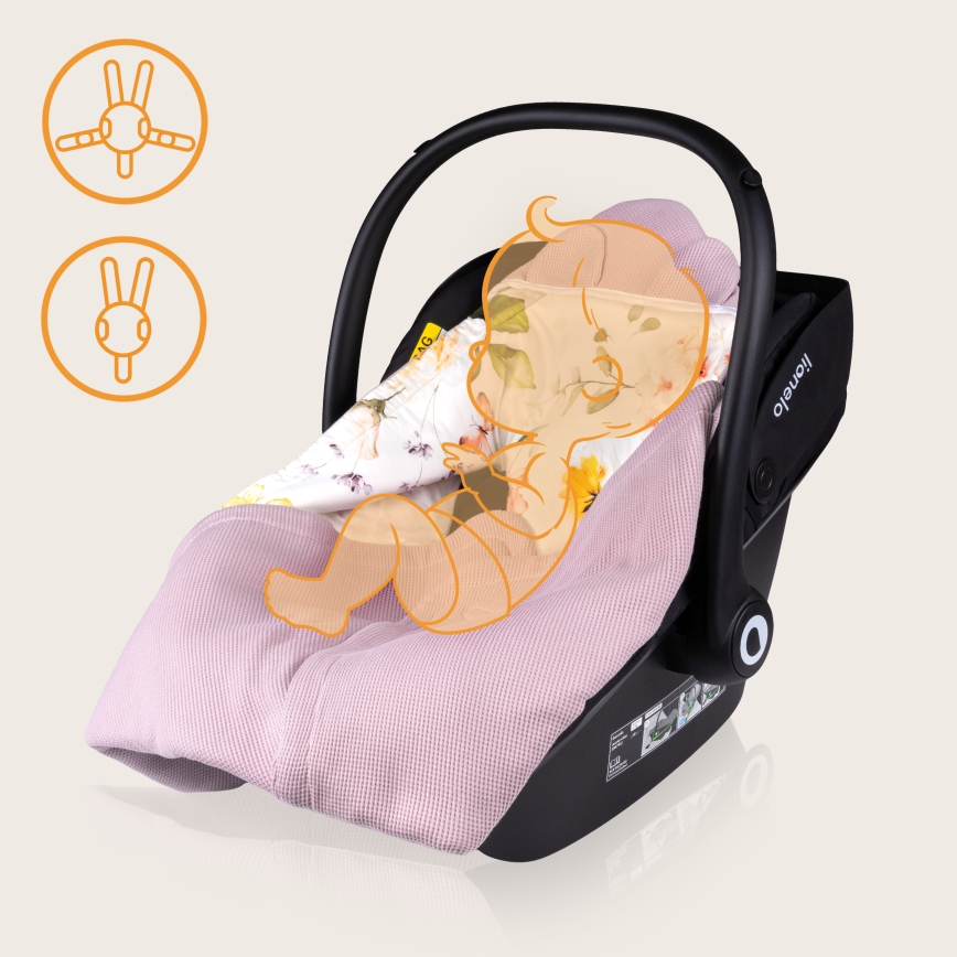 Lionelo - Sacco avvolgente per seggiolino auto TRAVEL SWADDLE 90x90 cm Rosa floreale