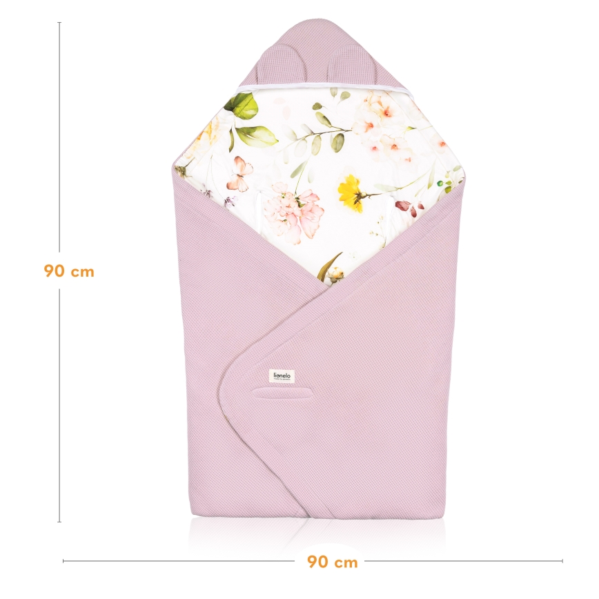 Lionelo - Sacco avvolgente per seggiolino auto TRAVEL SWADDLE 90x90 cm Rosa floreale