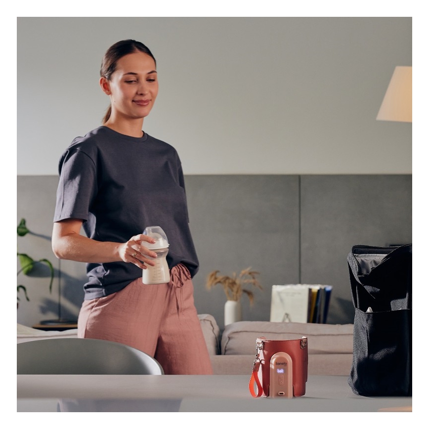 Lionelo - Scalda biberon ricaricabile THERMUP GO EVO 18W/5V rosa