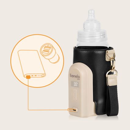 Lionelo - Scaldabiberon ricaricabile THERMUP GO EVO 18W/5V nero/beige