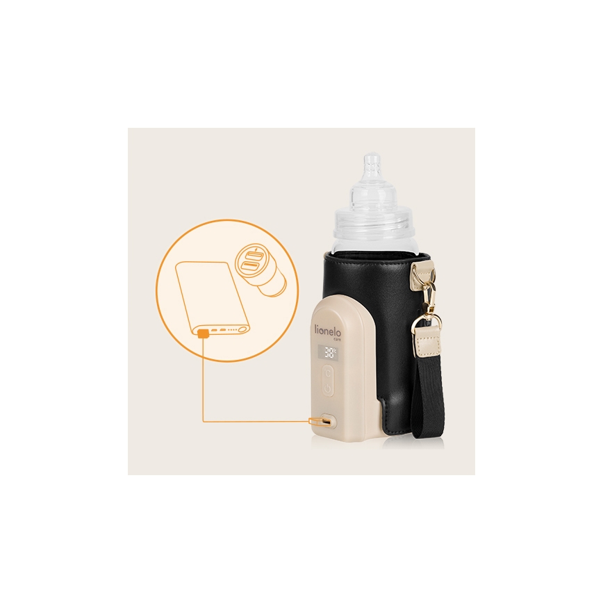 Lionelo - Scaldabiberon ricaricabile THERMUP GO EVO 18W/5V nero/beige