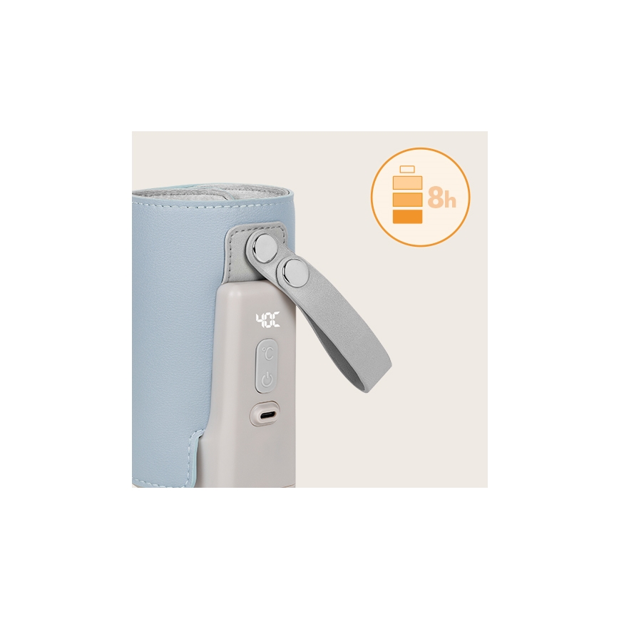 Lionelo - Scaldabiberon ricaricabile THERMUP GO PLUS 10W/5V blu/grigio