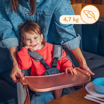 Lionelo - Sedia da pranzo per bambini 2 in 1 KOEN Pink Rose