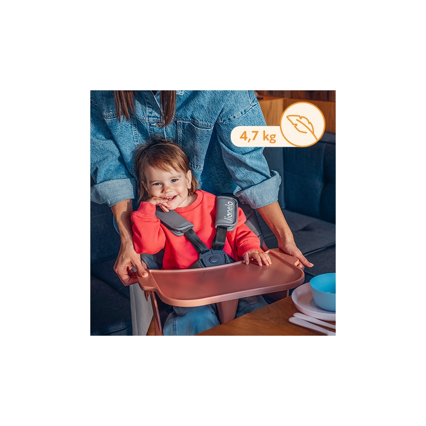 Lionelo - Sedia da pranzo per bambini 2 in 1 KOEN Pink Rose