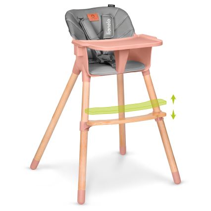 Lionelo - Sedia da pranzo per bambini 2 in 1 KOEN Pink Rose