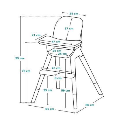 Lionelo - Sedia da pranzo per bambini 2 in 1 MONA Black Onyx
