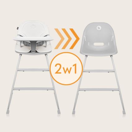 Lionelo - Sedia da pranzo per bambini 2in1 DALIA bianco/grigio