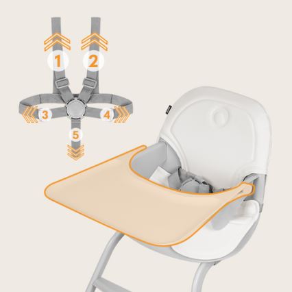 Lionelo - Sedia da pranzo per bambini 2in1 DALIA bianco/grigio