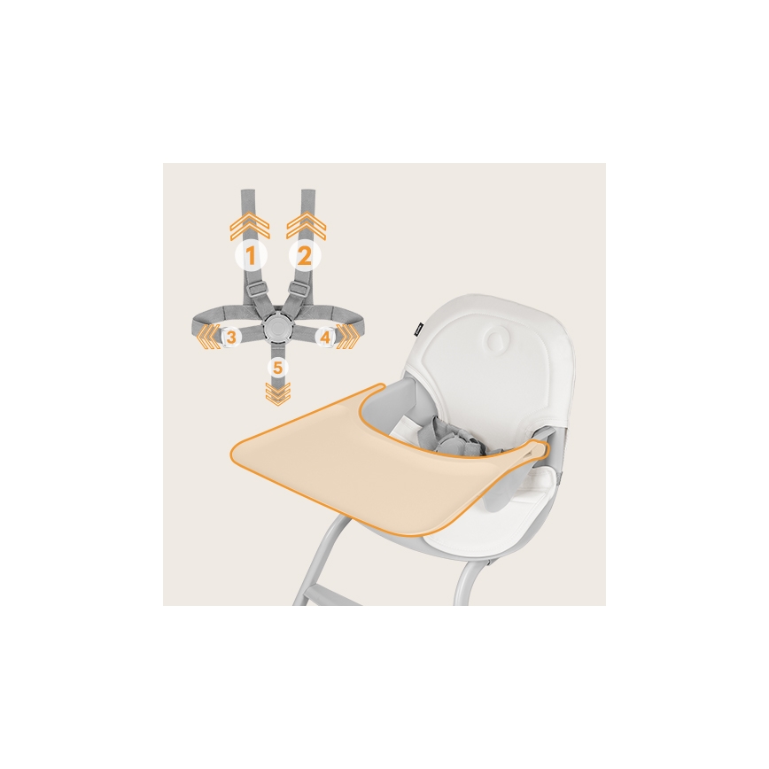 Lionelo - Sedia da pranzo per bambini 2in1 DALIA bianco/grigio