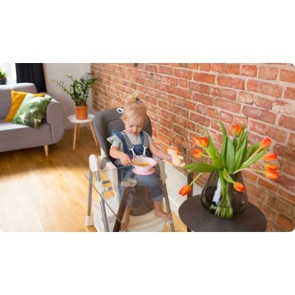 Lionelo - Sedia da pranzo per bambini LINN PLUS bianco/grigio