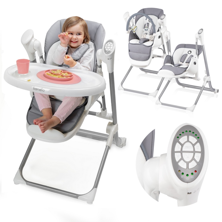 Lionelo - Sedia da pranzo per bambini NILES Grigio 4xAA