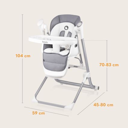 Lionelo - Sedia da pranzo per bambini NILES Grigio 4xAA