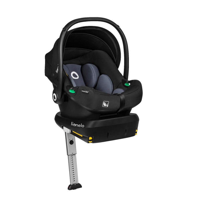 Lionelo - Seggiolino auto ASTRID SET i-Size 40-87 cm con base girevole Nero/Grigio