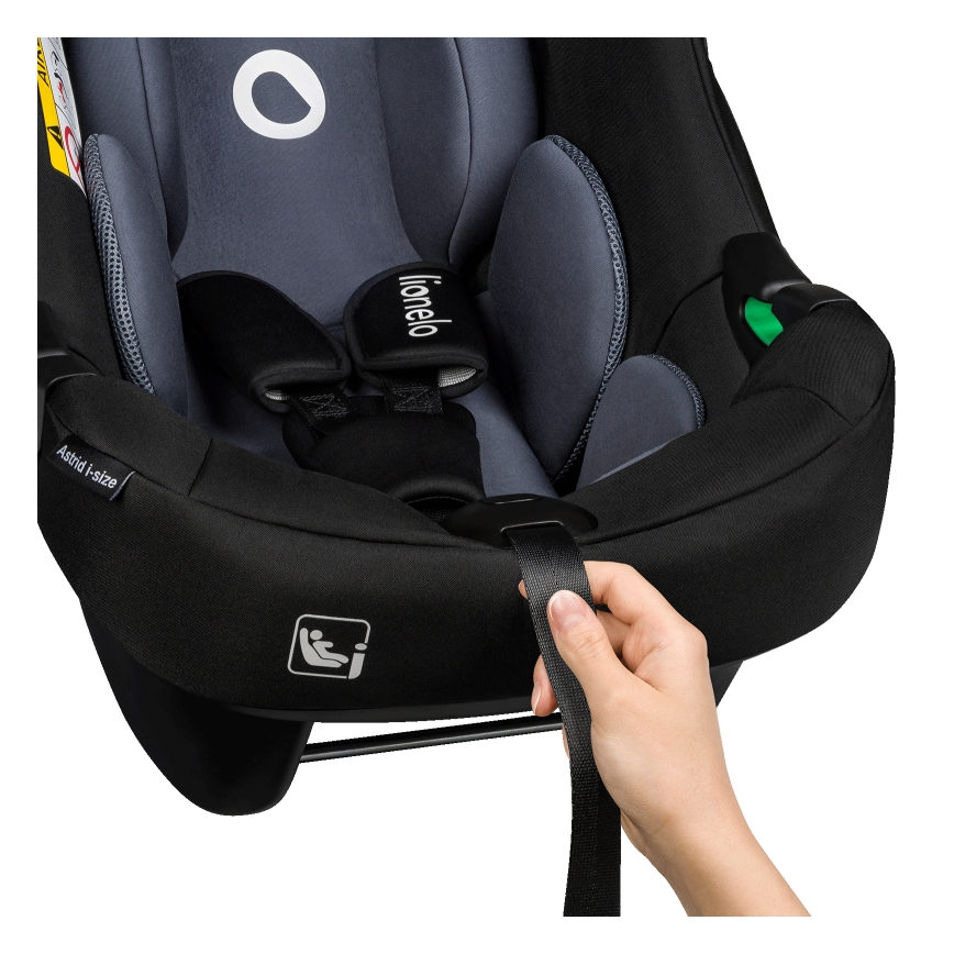 Lionelo - Seggiolino auto ASTRID SET i-Size 40-87 cm con base girevole Nero/Grigio
