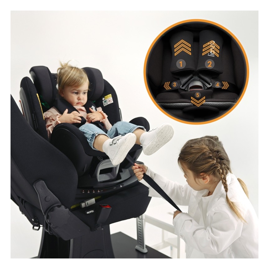 Lionelo - Seggiolino auto con base girevole ANTOON PLUS i-Size 40-105 cm Nero Onice