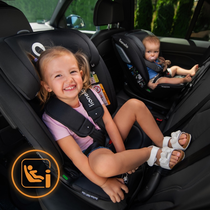 Lionelo - Seggiolino auto con base girevole BASTIAAN i-Size 40-150 cm Black Carbon