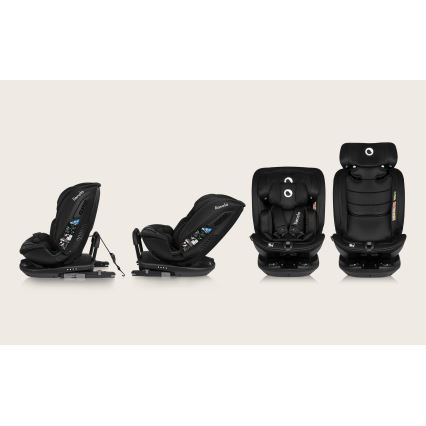 Lionelo - Seggiolino auto con base girevole BASTIAAN i-Size 40-150 cm Black Carbon
