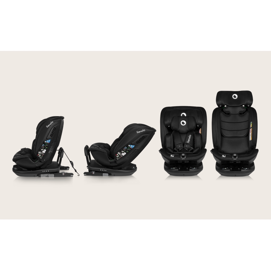 Lionelo - Seggiolino auto con base girevole BASTIAAN i-Size 40-150 cm Black Carbon