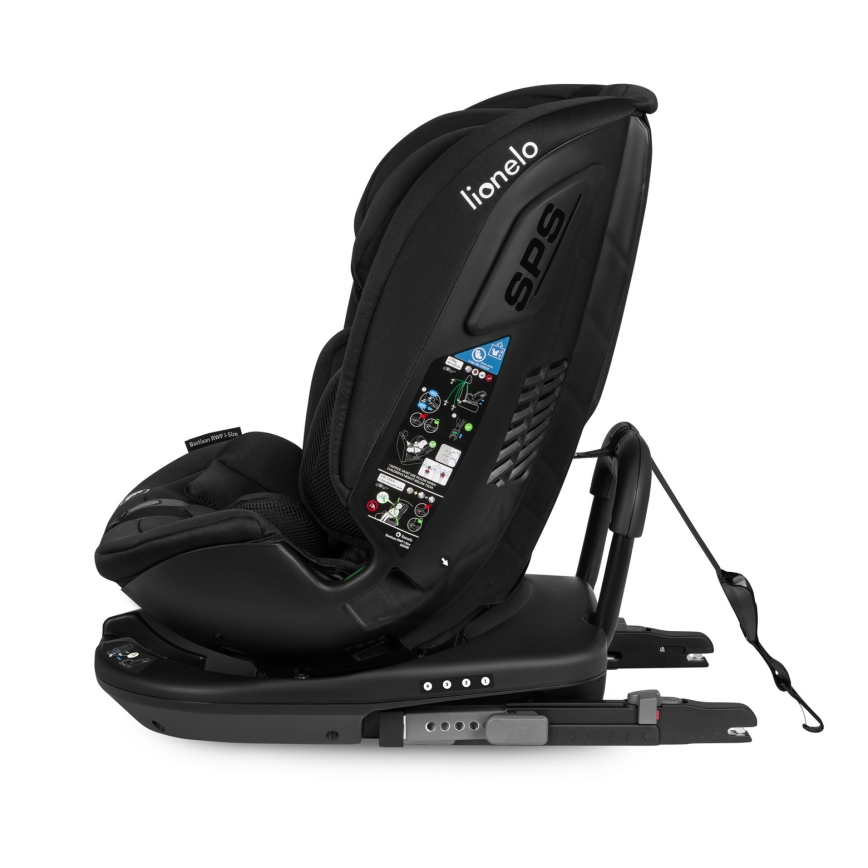 Lionelo - Seggiolino auto con base girevole BASTIAAN i-Size 40-150 cm Black Carbon
