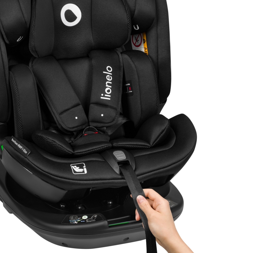 Lionelo - Seggiolino auto con base girevole BASTIAAN i-Size 40-150 cm Black Carbon
