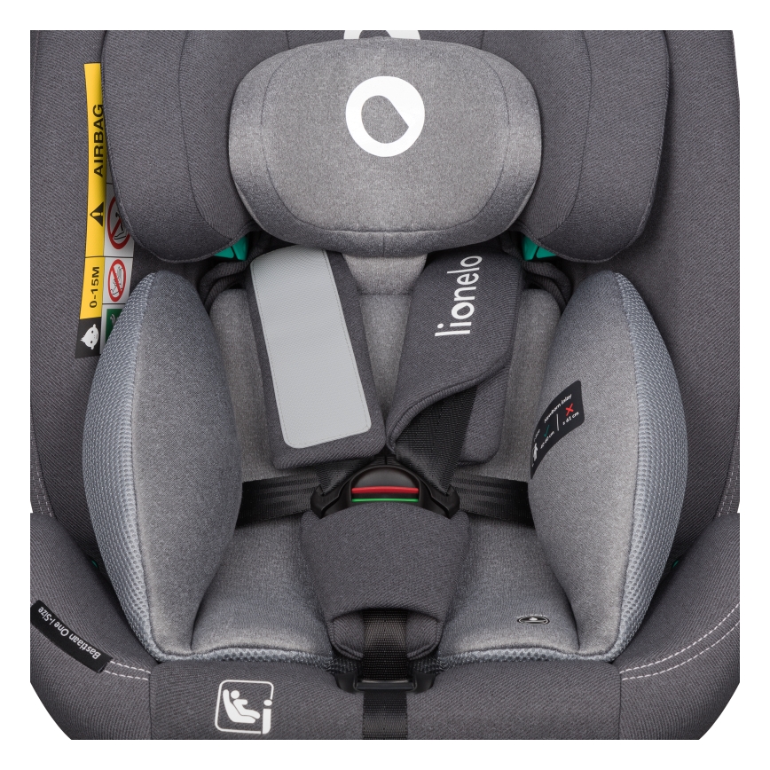 Lionelo - Seggiolino auto con base girevole BASTIAAN ONE i-Size 40-150 cm Grigio Stone