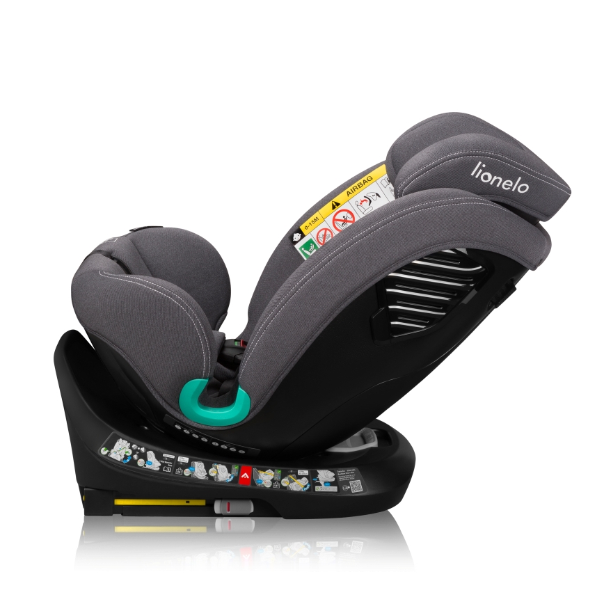 Lionelo - Seggiolino auto con base girevole BASTIAAN ONE i-Size 40-150 cm Grigio Pietra