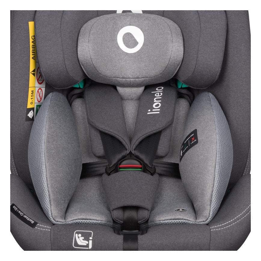 Lionelo - Seggiolino auto con base girevole BASTIAAN ONE i-Size 40-150 cm Grigio Pietra