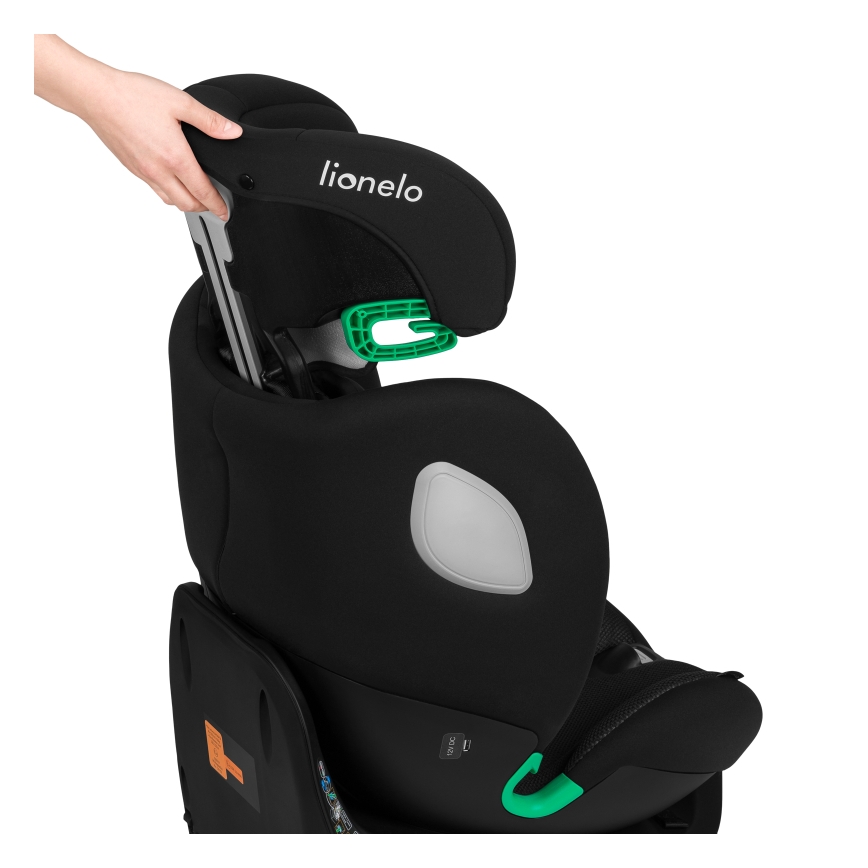 Lionelo - Seggiolino auto con base girevole BRAAM AIR i-Size 40-150 cm Black Carbon