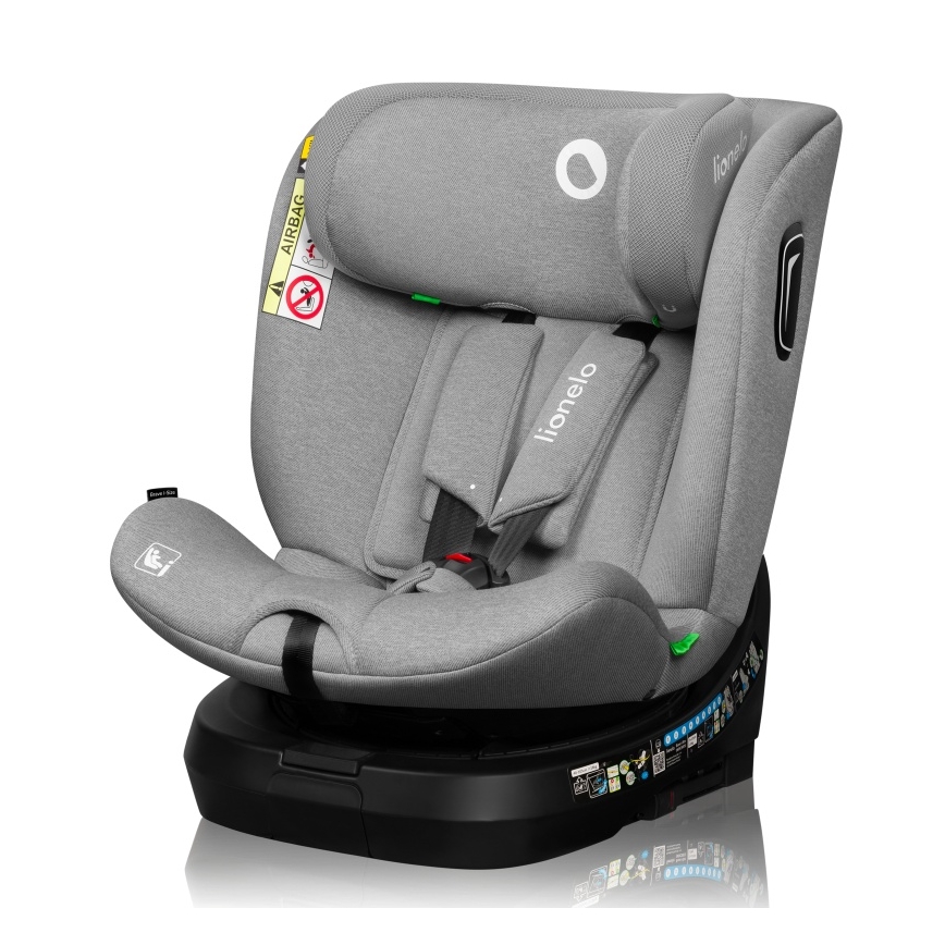 Lionelo - Seggiolino auto con base girevole BRAVE i-Size 40-150 cm Grigio Pietra