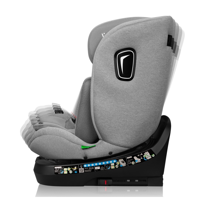 Lionelo - Seggiolino auto con base girevole BRAVE i-Size 40-150 cm Grigio Pietra