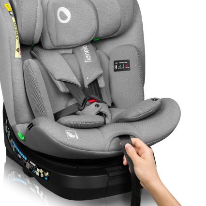 Lionelo - Seggiolino auto con base girevole BRAVE i-Size 40-150 cm Grigio Pietra