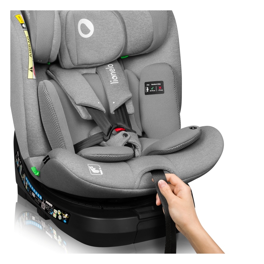 Lionelo - Seggiolino auto con base girevole BRAVE i-Size 40-150 cm Grigio Pietra