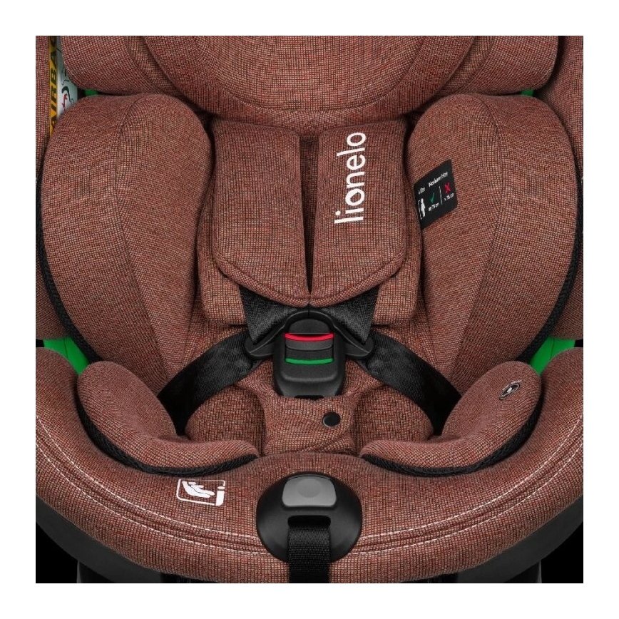 Lionelo - Seggiolino auto con base girevole HARMONY i-Dimensioni 40-150 cm color mattone