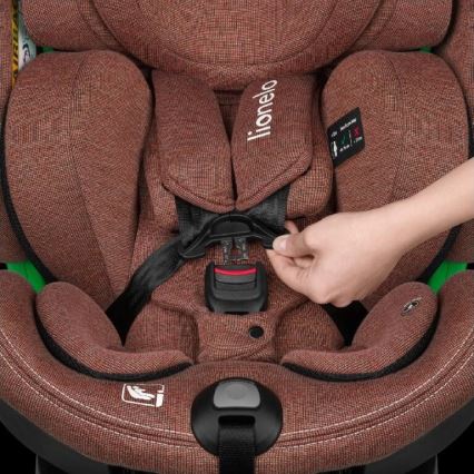 Lionelo - Seggiolino auto con base girevole HARMONY i-Dimensioni 40-150 cm color mattone