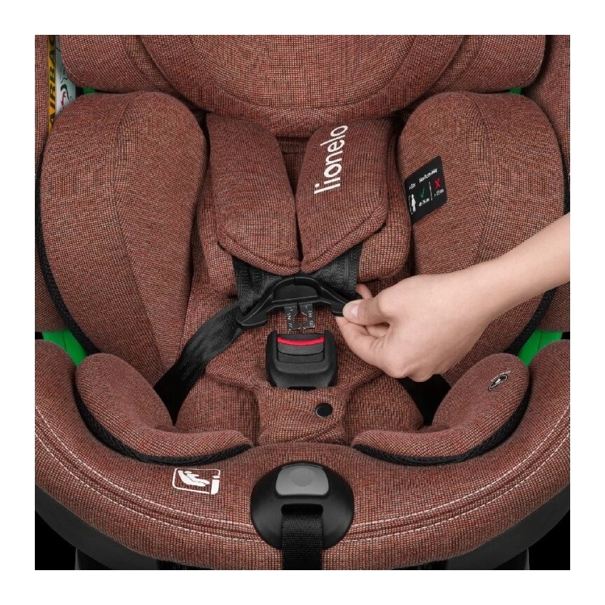 Lionelo - Seggiolino auto con base girevole HARMONY i-Dimensioni 40-150 cm color mattone