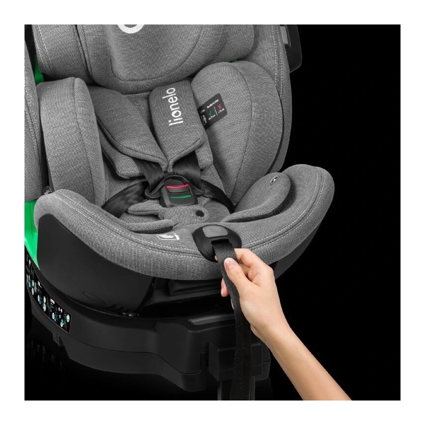 Lionelo - Seggiolino auto con base girevole HARMONY i-Dimensioni 40-150 cm grigio