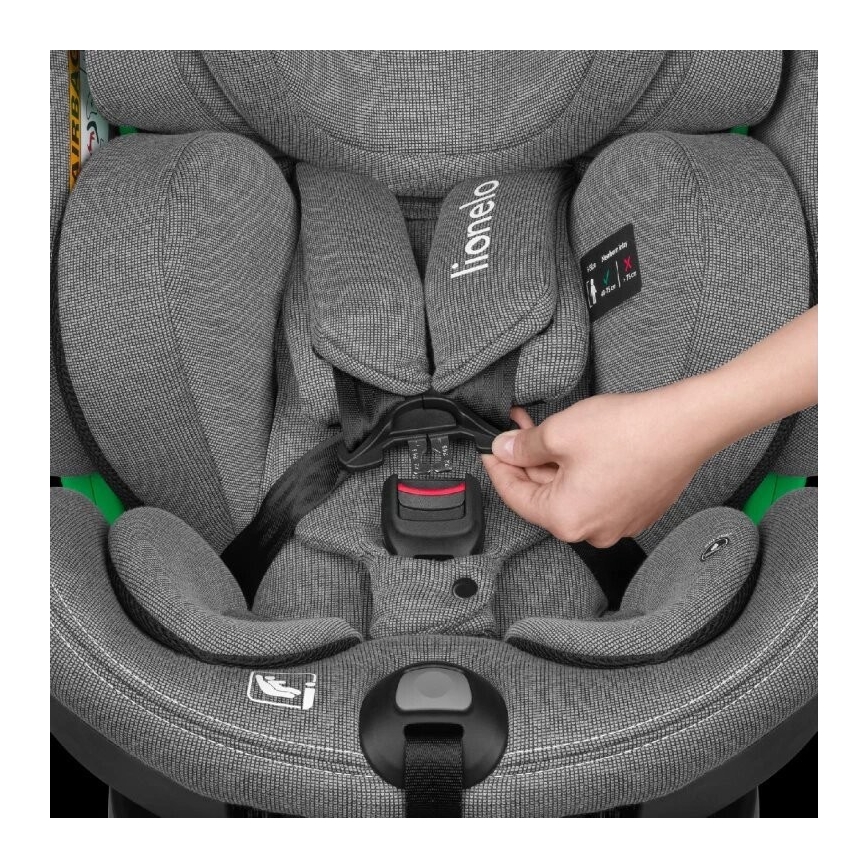 Lionelo - Seggiolino auto con base girevole HARMONY i-Dimensioni 40-150 cm grigio